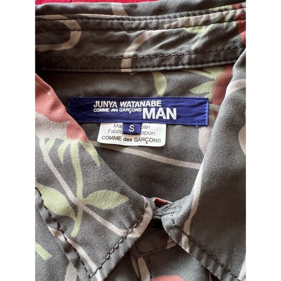JUNYA WATANABE Comme des Garçons MAN Shirt Floral Print Short Sleeve Size Small - Picture 4 of 7